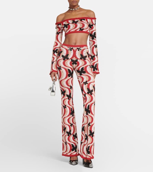 Printed high-rise flare pants