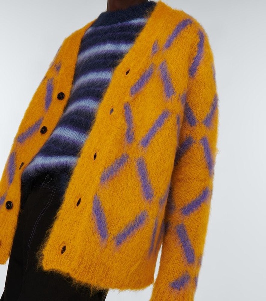 Intarsia mohair-blend cardigan