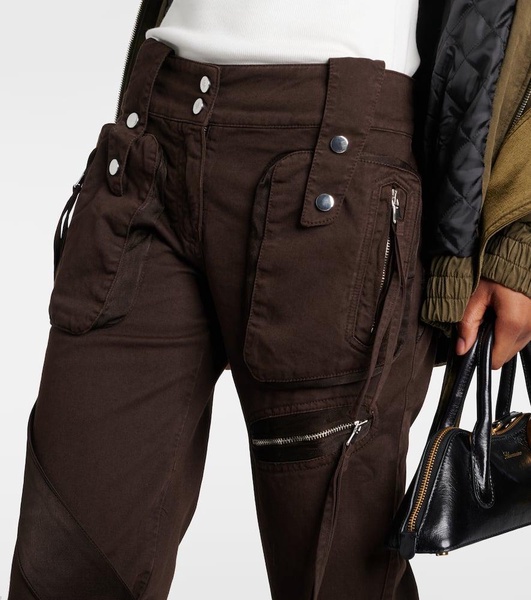 Low-rise denim cargo pants