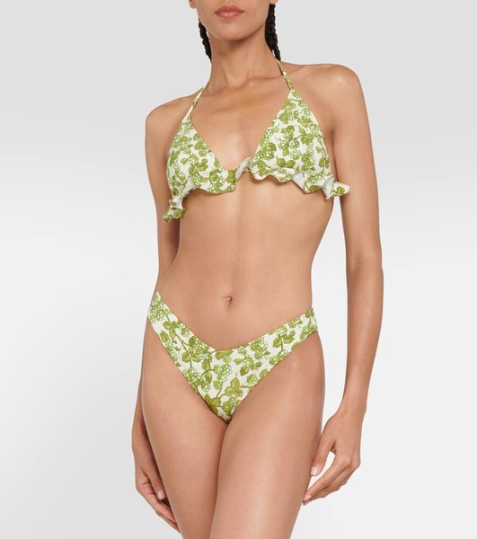 Ruffle-trimmed printed bikini