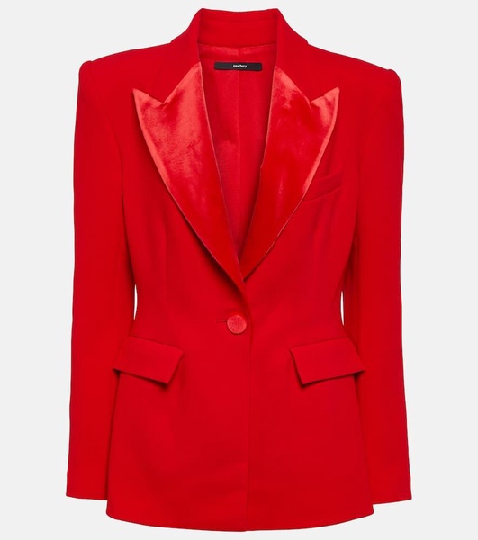 Priestly velvet-trimmed crêpe blazer