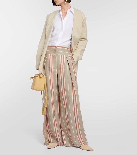 Notan striped wide-leg linen pants