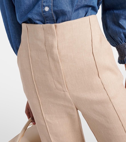 Komi linen-blend twill flared pants