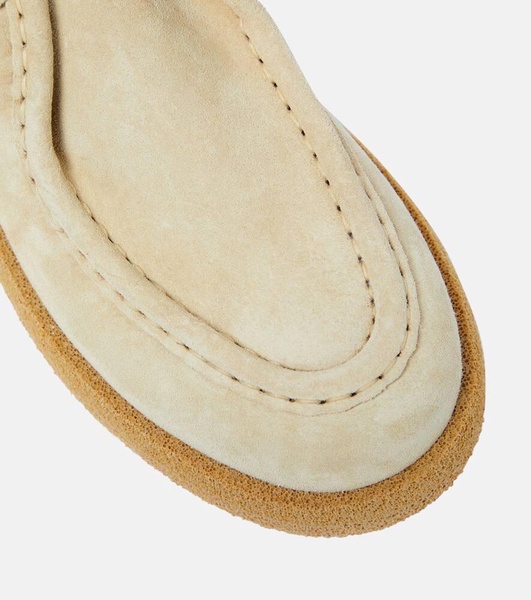 Lace-up suede loafers