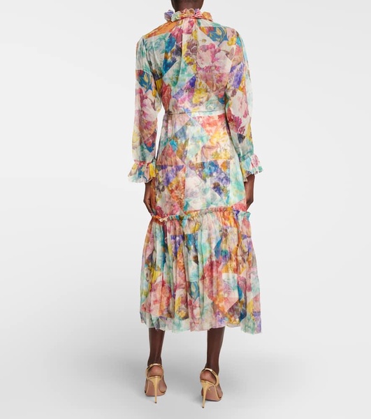 High Tide floral silk midi dress