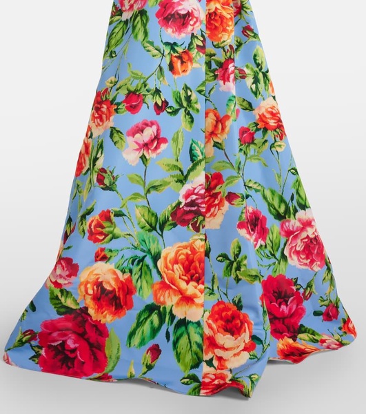 Floral strapless crêpe gown