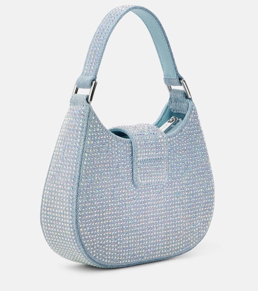 Crystal-embellished denim tote bag