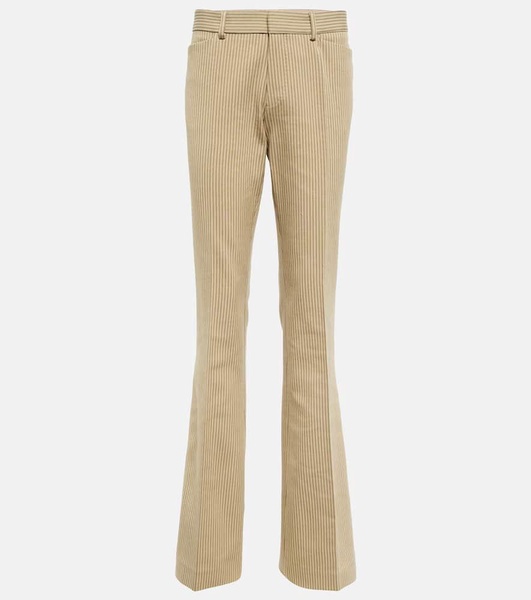 Cotton and wool-blend straight pants