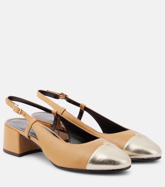 Logo leather slingback pumps