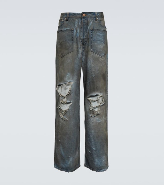 Distressed baggy cotton jeans