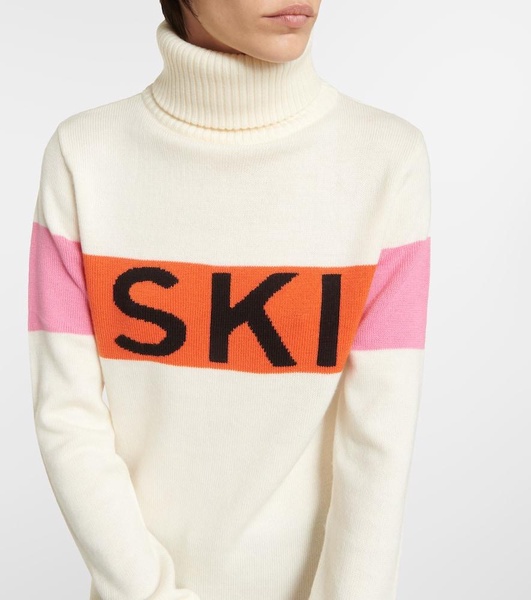 Colorblocked wool turtleneck sweater