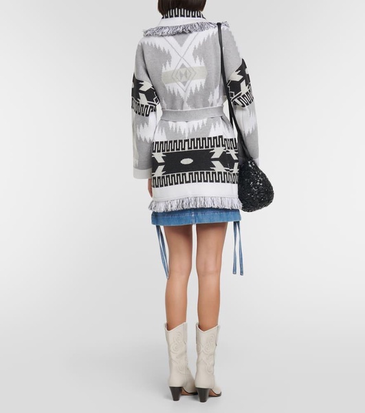 Icon fringed cashmere-jacquard cardigan