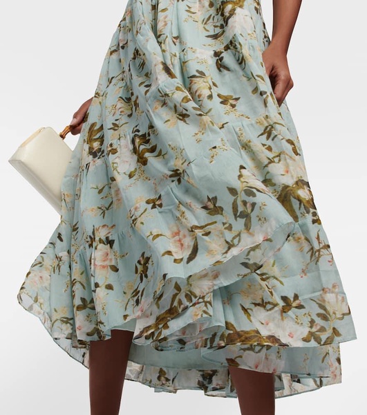 Yesenia floral cotton and silk midi dress