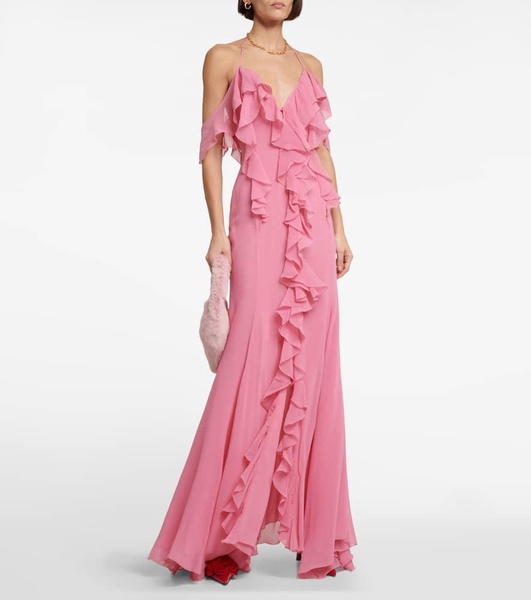 Ruffle cotton and silk maxi dress