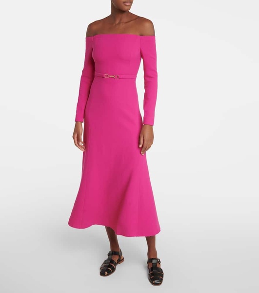 Carole off-shoulder wool gown