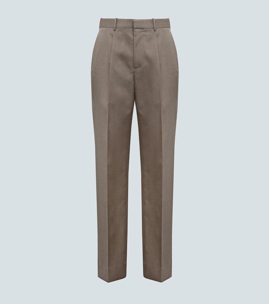 Wool twill straight pants