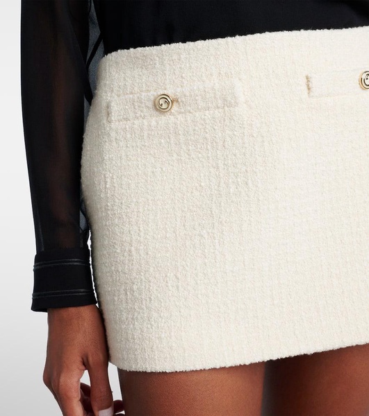 Wool-blend curly miniskirt