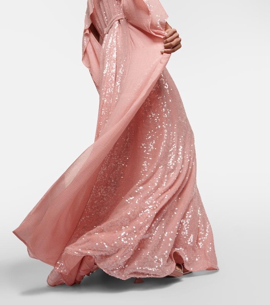 Sequined cape gown 