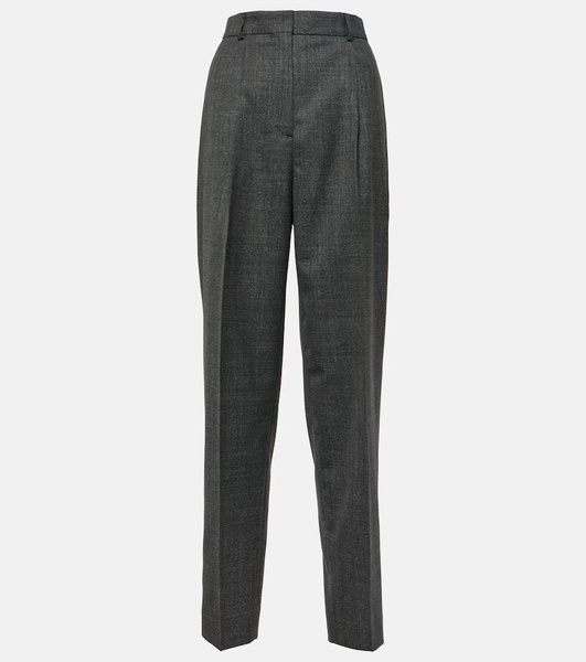 Pleated wool-blend pants