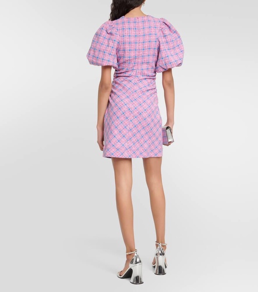 Checked cotton-blend minidress