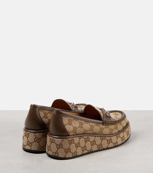 Horsebit GG Canvas platform loafers