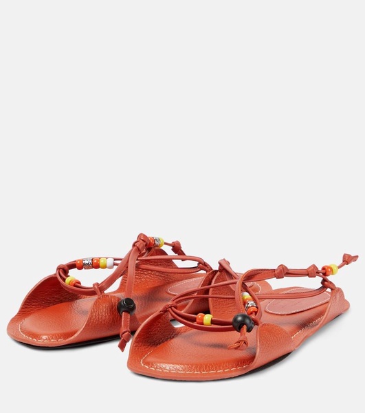 X No Vacancy Inn beaded leather sandals