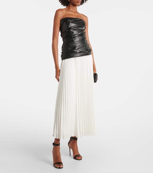 Arie strapless faux leather midi dress