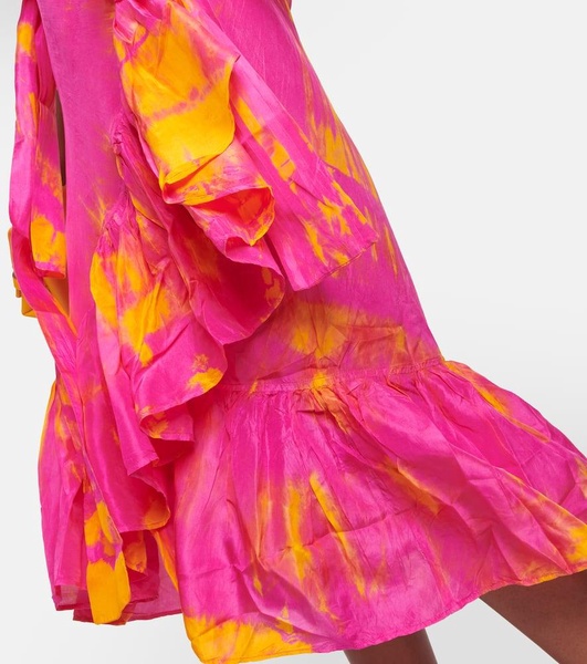 Tie-dyed silk wrap skirt