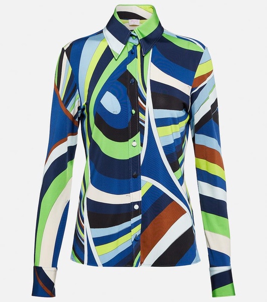 wave-print long-sleeve shirt 