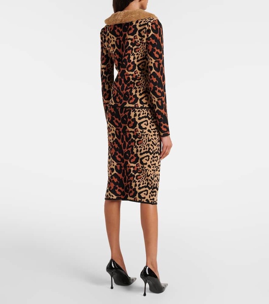 Leopard-print jacquard cardigan