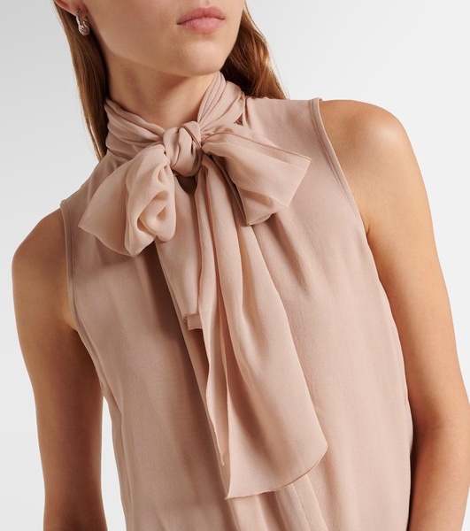 Bow-detail silk tank top