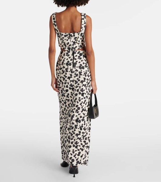 Dalmatian front-slit denim maxi skirt