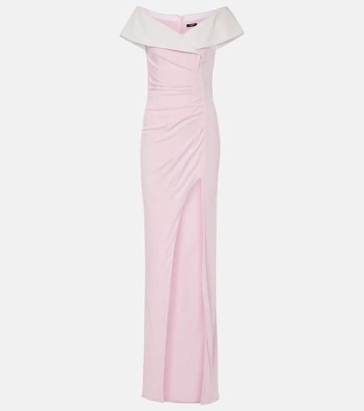 Draped off-shoulder jersey gown