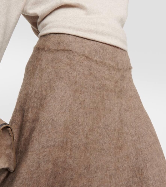 Wool-blend midi skirt