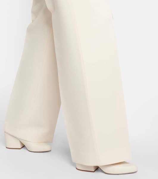 Norman belted wool and silk straight pants