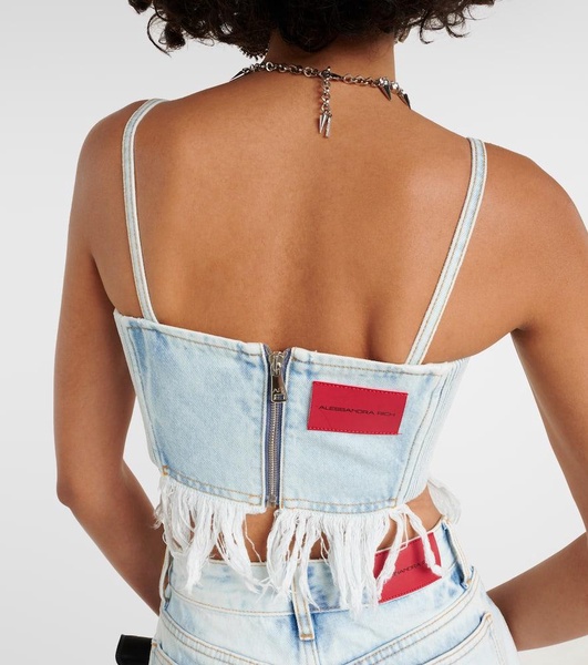 Distressed denim bustier