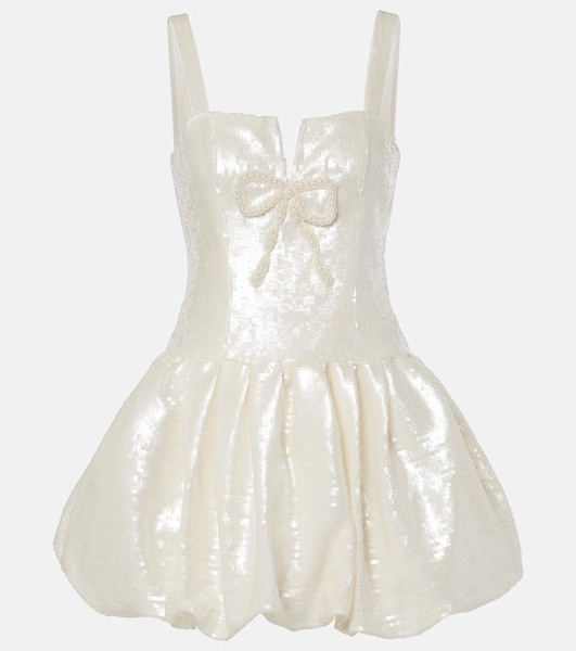 Bridal bow-detail sequined minidress