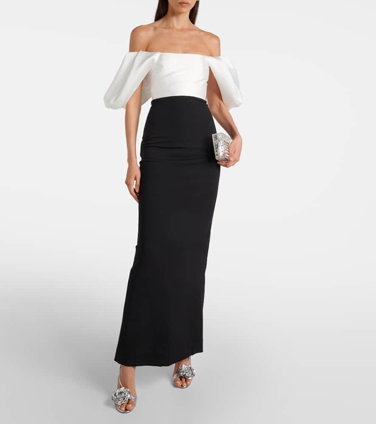 Sian gathered crêpe twill gown