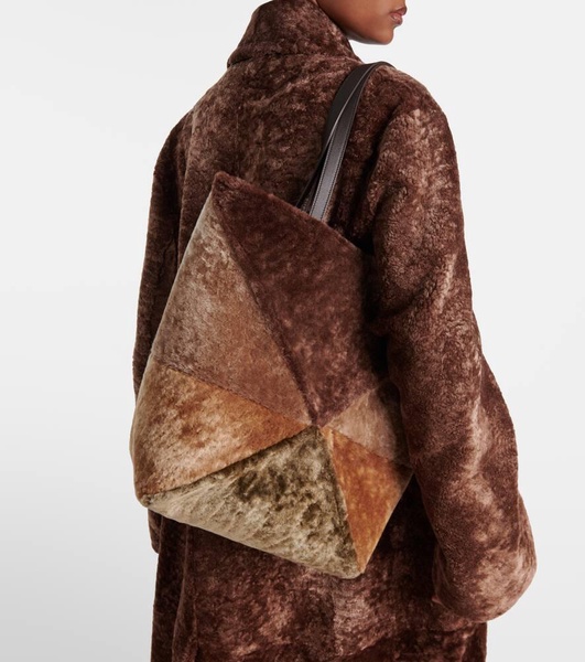 Puzzle Fold Large shearling tote bag