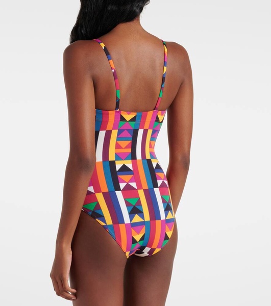 Colors geometric-print swimsuit