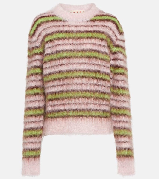 Striped mohair-blend sweater