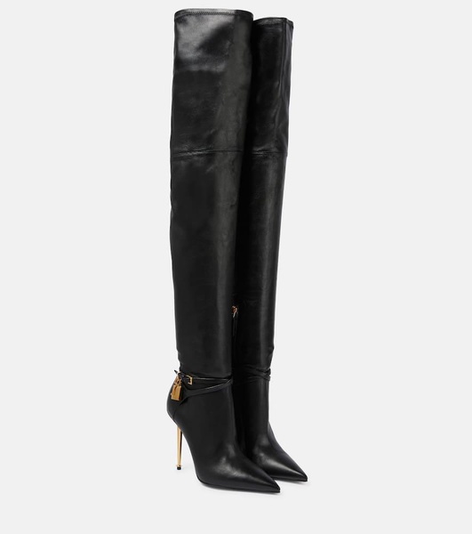 T Screw leather over-the-knee boots