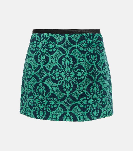 Jacquard high-rise cotton miniskirt