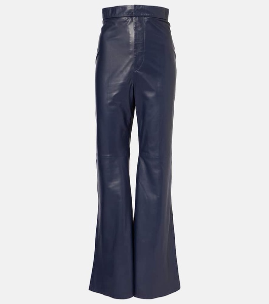 High-rise leather flared pants