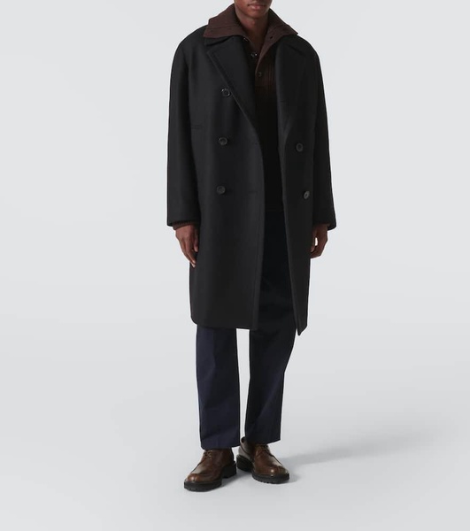 Double-breasted wool-blend coat