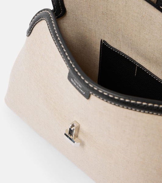 T-Lock leather-trimmed canvas clutch