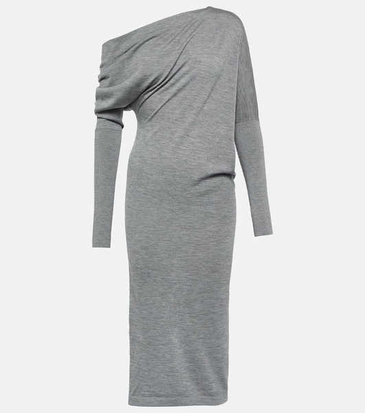 Off-shoulder cashmere and silk midi dress