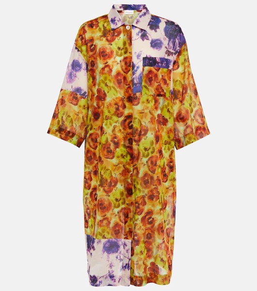 Floral cotton voile shirt dress