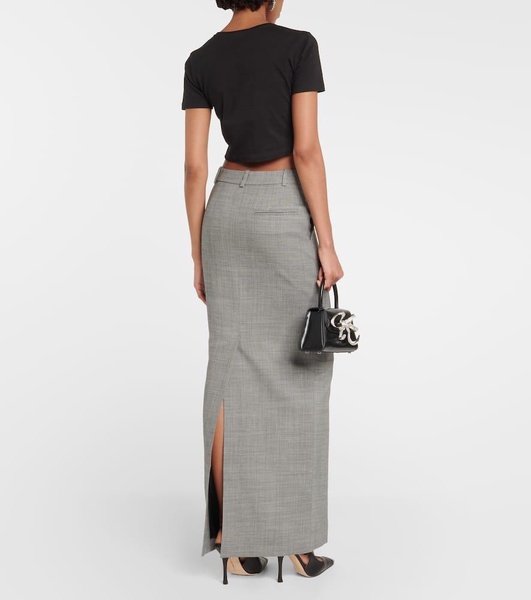 Checked wool maxi skirt