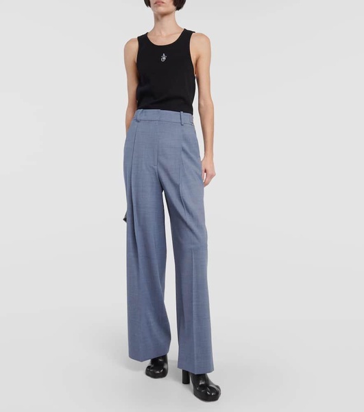 Wool-blend palazzo pants